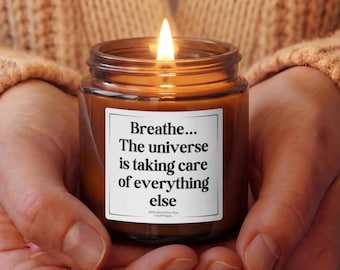 Candela Breathe Universe, candela di soia rilassante, regalo di supporto per l'ansia, regalo di incoraggiamento, candela per la cura di sé per lei