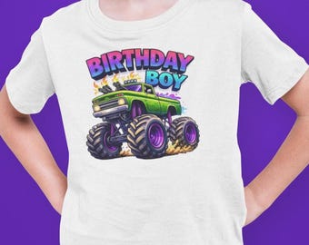 Verjaardagsshirt voor jongens, monstertruckstijl