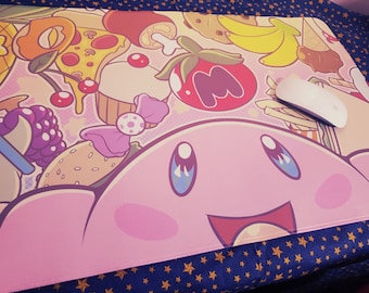 Kirby Deskmat - Office Supply Cute Kawaii 90s Cute Kawaii Anime Nerdy Gamer Pizza Food