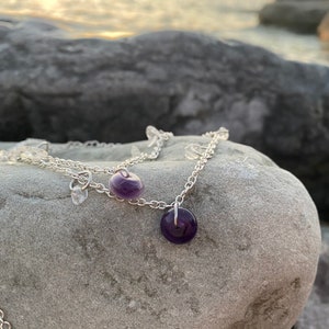 Amethyst, Labradorite, or Blue Aventurine and Clear Quartz Necklace