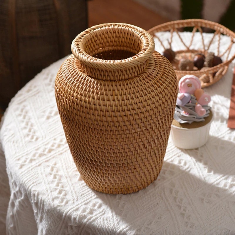 Autumn Rattan Woven Vase Art Vase Fashion Tabletop Decoration Etsy