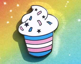 LIMITED EDITION Stud Cupcake Hard Enamel Glitter Trans Pride Pin