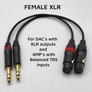 Pair of Balanced 1/4&quot; TRS to 3 Pin XLR Cables - D10 Dac / Jds Labs El Amp II+ Balanced