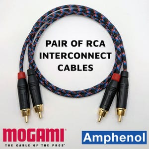 Pair of RCA Patch Cables Male to Male - Mogami Cable / Amphenol Connectors