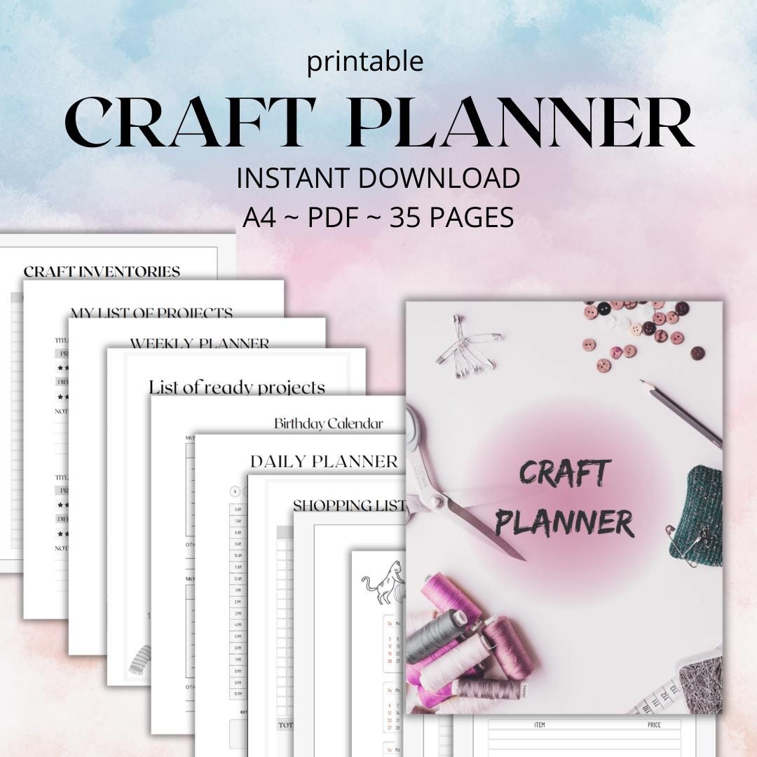 Craft Project Planner Printable Journal 35 Pages in A4, A5 En US Letter ...