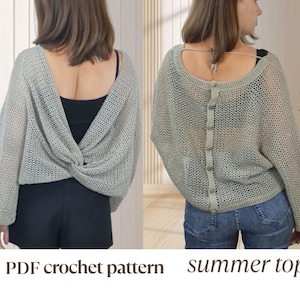 Crochet top pattern, summer crochet top, elegant women&#39;s crochet top, cardigan, sweater
