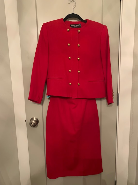 Vintage Herbert Grossman petites red dress suit