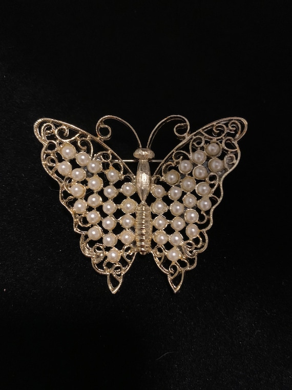 Pearly butterfly brooch