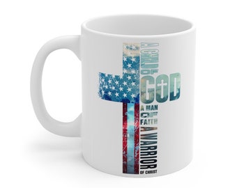Kubek do kawy Man of God, Prezenty dla taty, Prezent na dzień ojca, Prezenty dla niego, Religijny kubek do kawy, Prezenty dla chrześcijan, Ceramiczny kubek 11 uncji