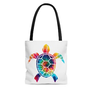 Tie dye sea turtle tote bag, Sea turtle bag, tote bags, ladies bags, sea turtle beach bag, tie dye beach bag, beach bags, bags, AOP Tote Bag