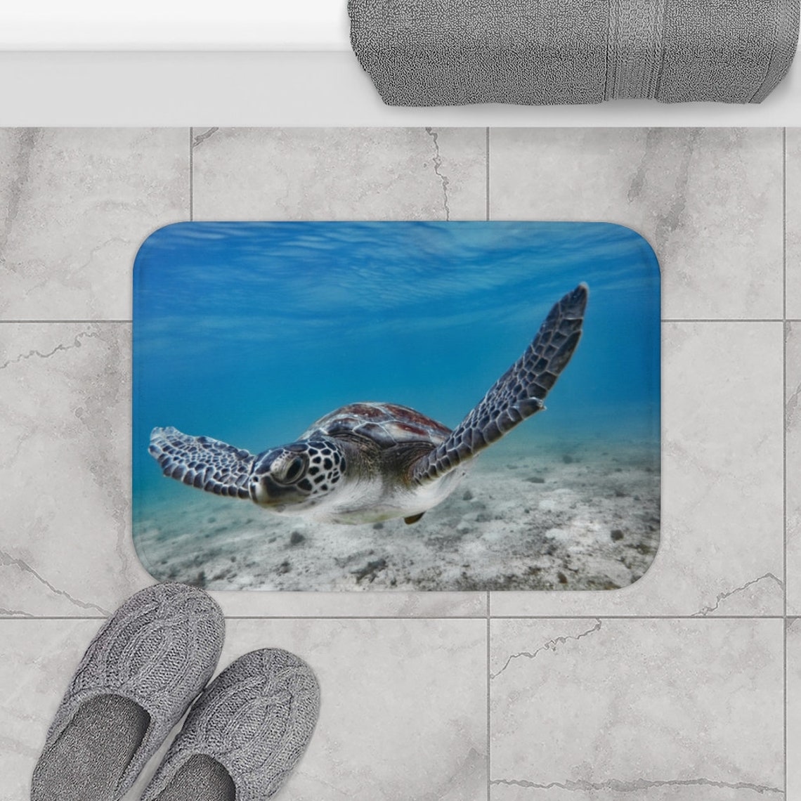 Sea Turtle Bath Mat Beach Decor Home Decor Bathroom Decor Etsy