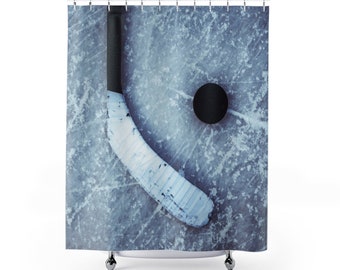 hockey shower curtain, hockey accessories, hockey, decor, bathroom decor, home decor, Shower Curtains