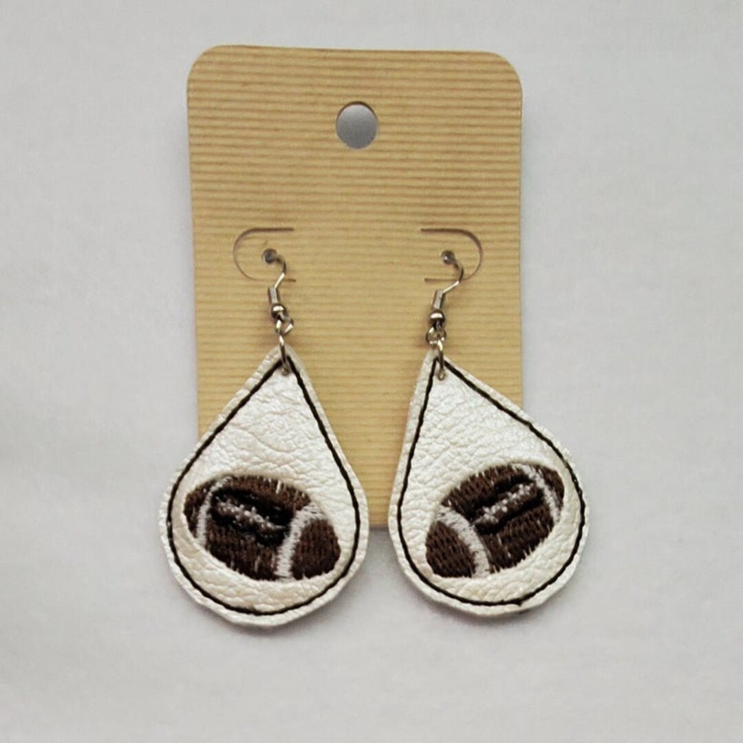 Football Earrings, Earrings, Faux Leather Earrings, Embroidery Earrings ...