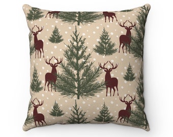 Christmas throw pillow, Christmas home decor, Deer throw pillow, Deer home decor, Christmas pillow, Christmas throw pillows