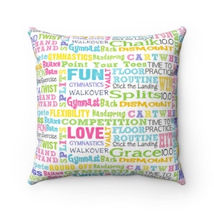 Gymnastics throw pillow, Gymnastics pillow, gifts for gymnast, Spun Polyester Square Pillow