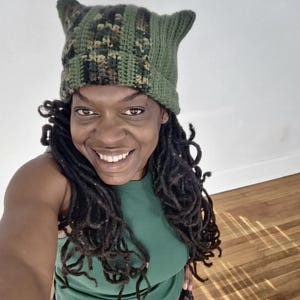 Custom Cat Ear Beanie, Crochet Knit Winter Hat