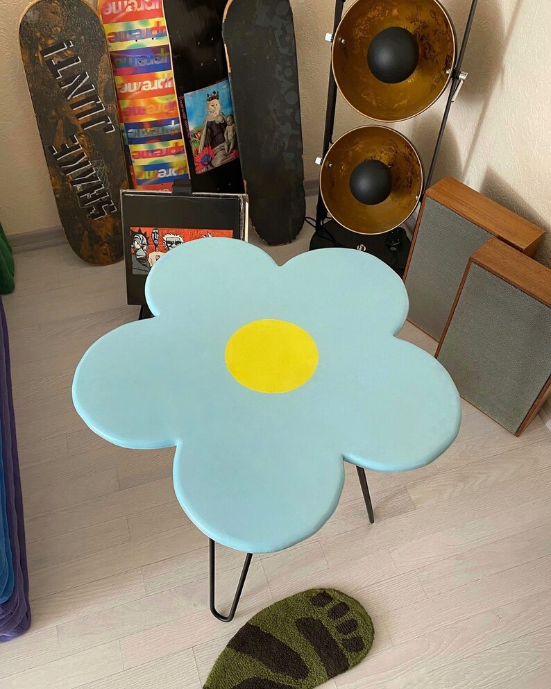 Groovy Flower Table Flower Coffee Table Living Room Decor Etsy