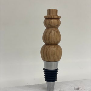 Hand Turned Wooden Snowman Bottle Stopper