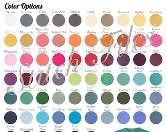 Comfort Colors 1717 Camiseta Color y Tamaño Gráfico, Comfort Colors T-Shirt Color Chart, Comfort Colors Size Chart