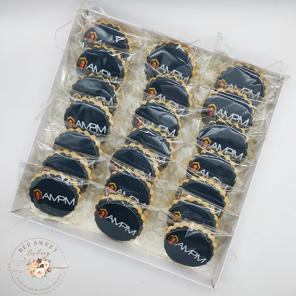 Personalised branded corporate business logo photo image biscuits cookie - event client pr gifts - customised promotional printed biscuit