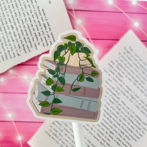 Plant and Books Sticker, Plant Lovers, Bookish, Gift for Reader, Book Lovers, Kindle Stickers, Laptop Stickers