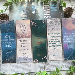 Shatter Me Series Bookmarks l Bookish l Romance Books