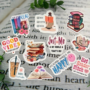 Book Stickers Set of 10 plus extra free sticker / Stickers for Readers / Kindle Stickers / Bookish Stickers