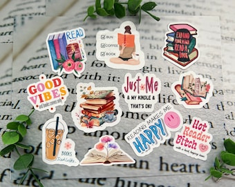Book Stickers Set of 10 plus extra free sticker / Stickers for Readers / Kindle Stickers / Bookish Stickers