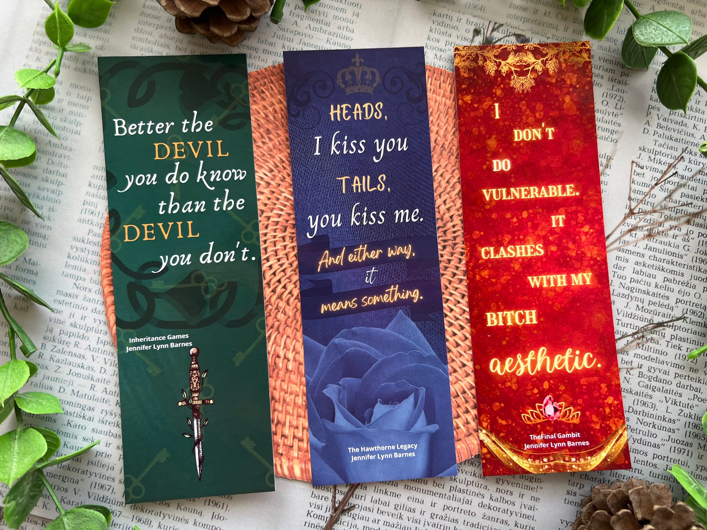 The Inheritance Games Series Bookmarks L the Hawthorne Legacy Etsy