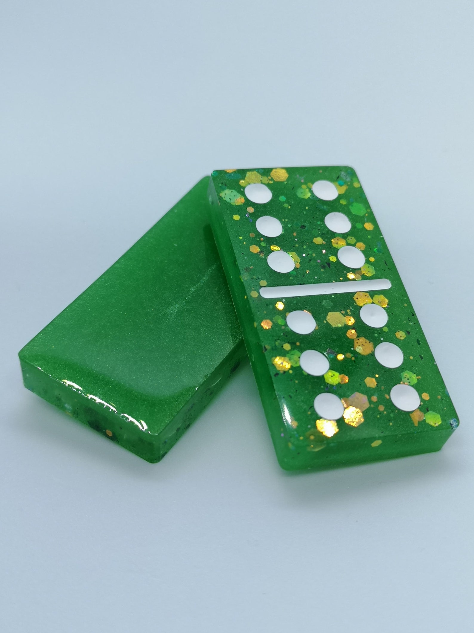 Green Resin Domino set with Glitter Etsy
