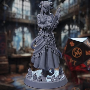 Valeria, Nights Melody - Tiefling Bard - Human Wizard - Rossvalds Bestiary of the Unknown - Highly Detailed Resin 8k 3D Printed Miniature