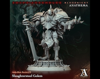 Slaughtersteel Golem -  Bloodright Anathema - Highly Detailed Resin 8k 3D Printed Miniature