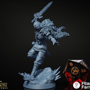 Dravana Frostbearer, Female Goliath Barbarian/Fighter - The Frostwind War - Highly Detailed Resin 8k 3D Printed Miniature
