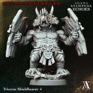 Triceras Shieldbearer 4 - Stampede Echoes - Highly Detailed Resin 8k 3D Printed Miniature