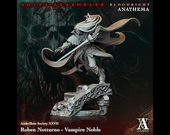 Roben Notturno, Vampire Noble - Rogue/Fighter -  Bloodright Anathema - Highly Detailed Resin 8k 3D Printed Miniature