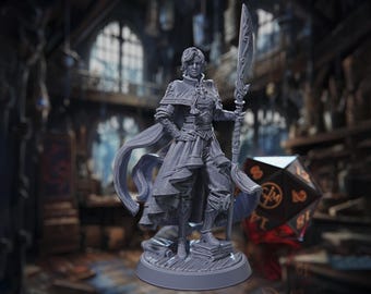 Meredith Astra - Human Fighter/Wizard/Cleric - Rossvalds Bestiary of the Unknown - Highly Detailed Resin 8k 3D Printed Miniature