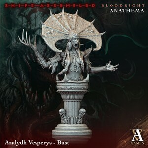 Bust of Azalydh Vesperys, Voidblood Harbinger-  Bloodright Anathema - Highly Detailed Resin 8k 3D Printed Miniature