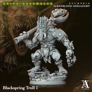 Blackspring Troll 1 - Scrapblood Onslaught - Highly Detailed Resin 8k 3D Printed Miniature