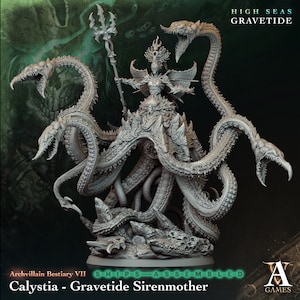 Calystia, Gravetide Sirenmother - High Seas: Gravetide- Highly Detailed Resin 8k 3D Printed Miniature