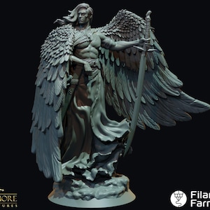 Ángel Caído - El Abismo También Mira - Miniatura impresa en 3D de resina 8k con gran nivel de detalle