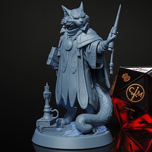 Arthur, The Spellmeowster - Tabaxi Wizard/Sorcerer - Braquage au donjon du dragon - Miniature imprimée 3D en résine très détaillée 8 k