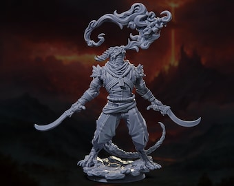 Ghramodar, The Firebender - Dragonborn Monk/Rogue/Fighter - The Conflagration - Highly Detailed Resin 8k 3D Printed Miniature