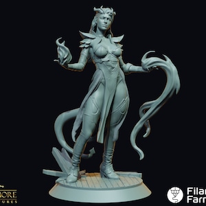 Keeleycael, Tiefling Sorceress - A Feast of Blood - Highly Detailed Resin 8k 3D Printed Miniature