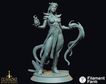 Keeleycael, Tiefling Sorceress - A Feast of Blood - Highly Detailed Resin 8k 3D Printed Miniature