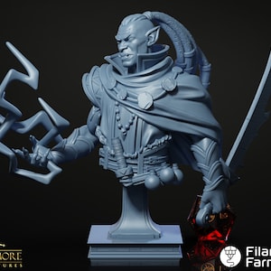 Bust of Syndar Nyrosan, Half-Orc Fighter/Sorcerer/Wizard - The Archlich&#39;s Academy - Highly Detailed Resin 8k 3D Printed Miniature