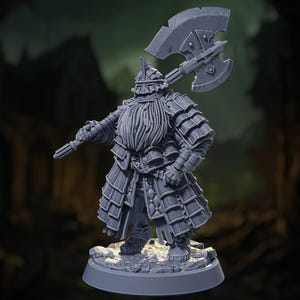 Drekvar, The Bold - Dwarf Fighter - Death by Plague - Highly Detailed Resin 8k 3D Printed Miniature