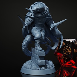 Ssalther Whiteshade - Lizardfolk Rogue - Heist at Dragon&#39;s Keep - Highly Detailed Resin 8k 3D Printed Miniature
