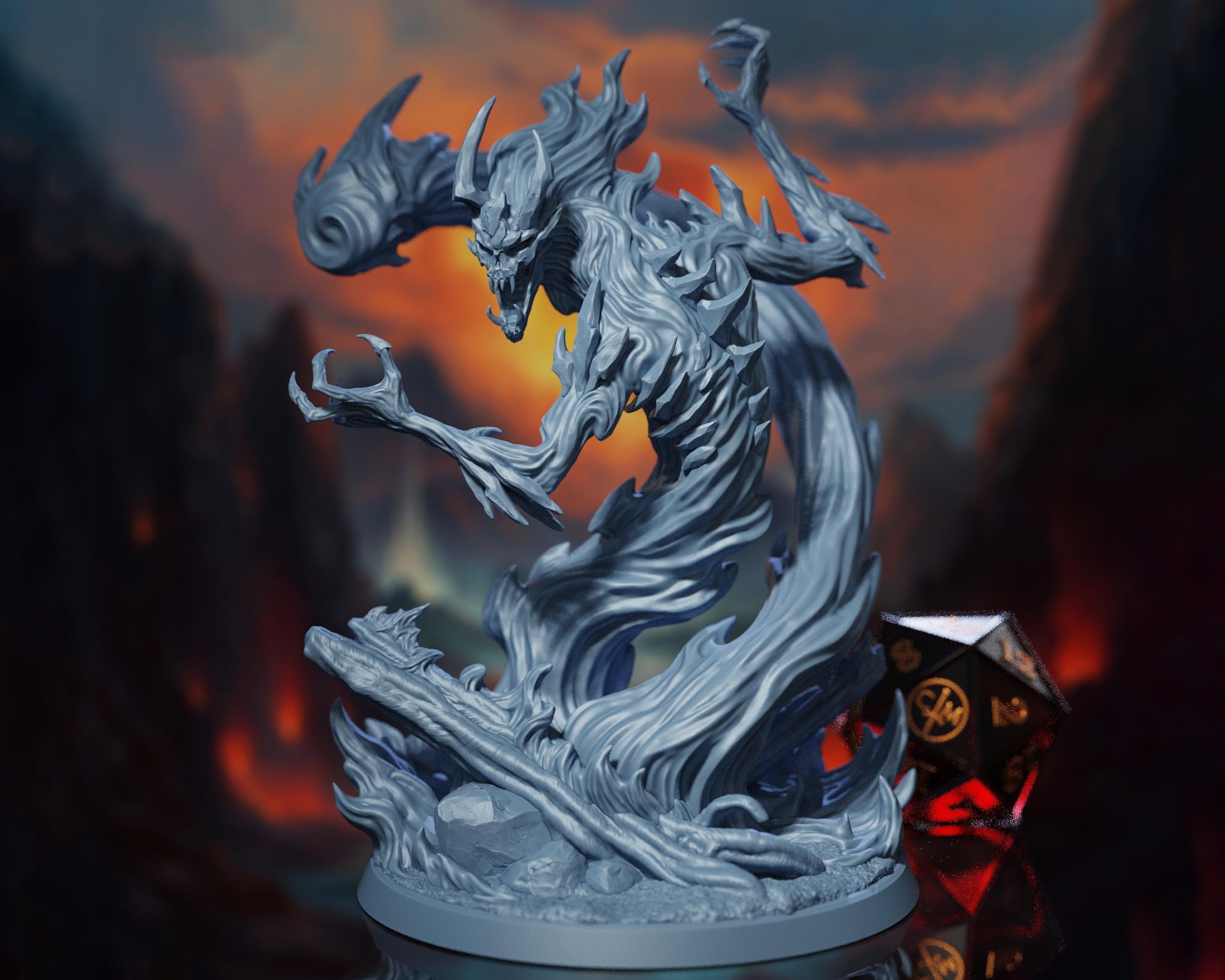 Fire Elemental - Elemental Cataclysm - Highly Detailed Resin 8k 3D