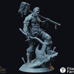 Aernul The Fearless, Human Barbarian - Whispers in the Swamp - Highly Detailed Resin 8k 3D Printed Miniature
