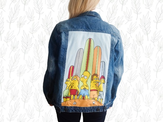 L Customized Denim Jacket springfield Legends the Simpsons Etsy